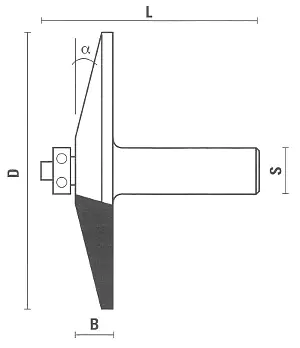 Frese con profilo orizzontale per antine con cuscinetto a sfera TCT D=86mm B=13mm L=61mm Angle=15° S=12mm MAX RPM 15000/min KLEIN Frese con profilo orizzontale per antine con cuscinetto a sfera TCT D=86mm B=13mm L=61mm Angle=15° S=12mm MAX RPM 15000/min KLEIN