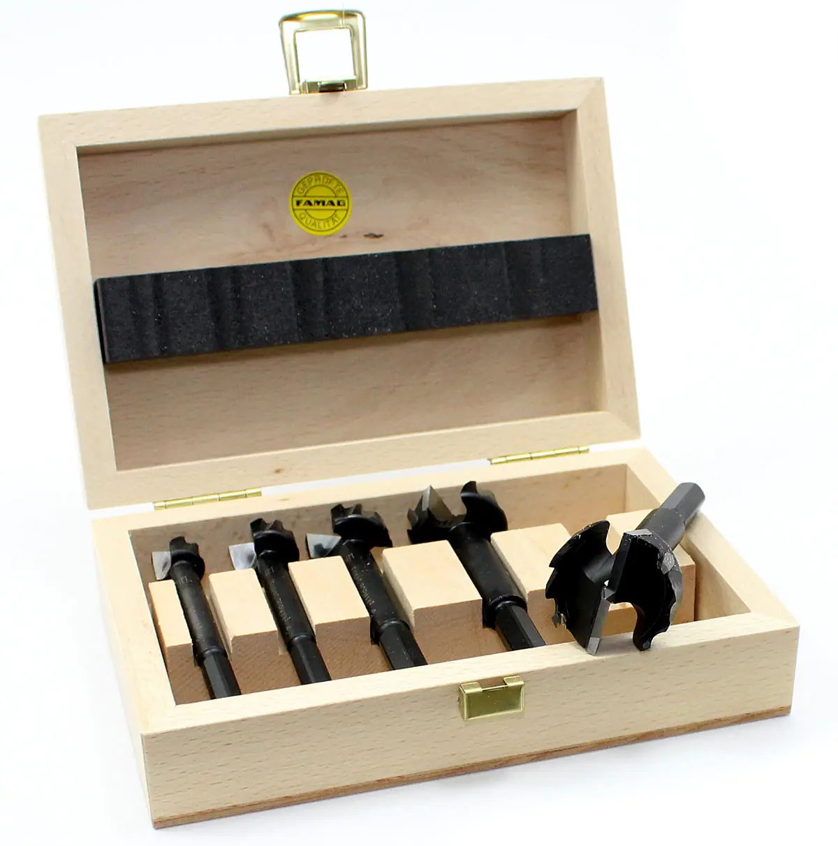 Set di 5 Bormax3 carburo di tungsteno in scatola di legno 15-20-25-30-35 mm FAMAG
