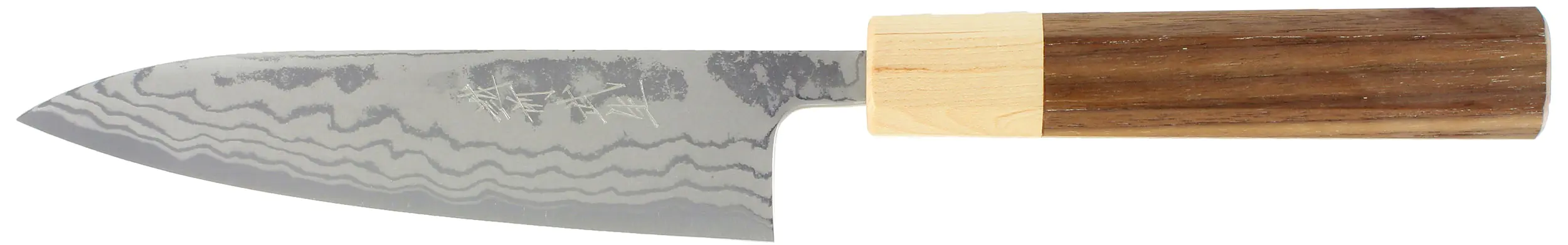Coltello Petty Aogami Damascus 135mm con manico in noce Shiro Kamo