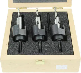 Set da 3 di punte elicoidali svasatrici 3-4-5 mm FAMAG con limitatore di profondità