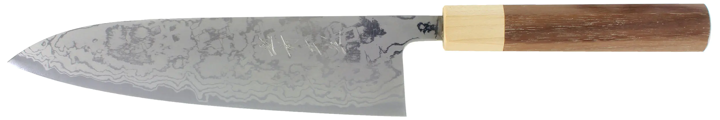 Aogami Damascus Gyuto Coltello con manico in noce Shiro Kamo