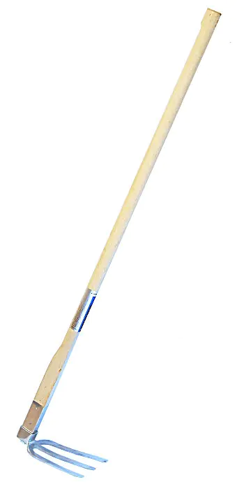 Zappetta giapponese in acciao inox con 3 denti - larghezza lama 140 mm lunghezza lama 230 mm lunghezza manico 1200 mm