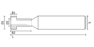 Fresa per scanalature a "T" TCT D1=12mm D2=7mm B1=5mm B2=18mm L=65mm  S=12mm KLEIN