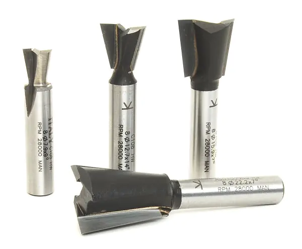 Set di 4 frese a coda di rondine  8mm/9° - 12.7mm/14° - 16mm/7° - 19mm/7° (360471/360473/360475/360477) KLEIN