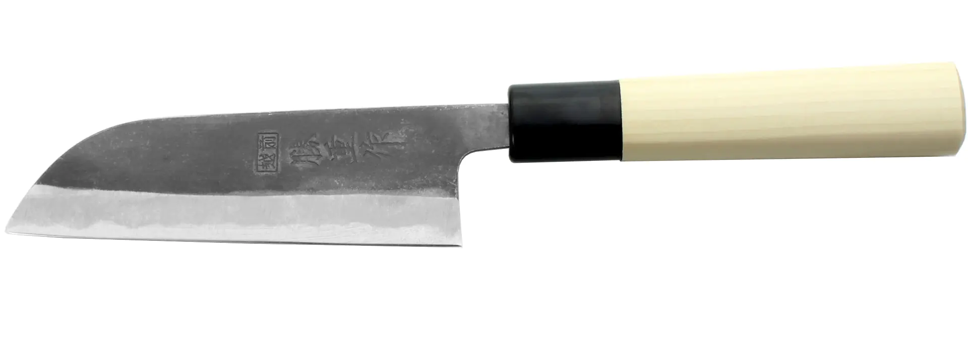 Mini Santoku - Coltello giapponese nero multiuso in acciaio bianco lama 130 mm KATSUSHIGE ANRYU