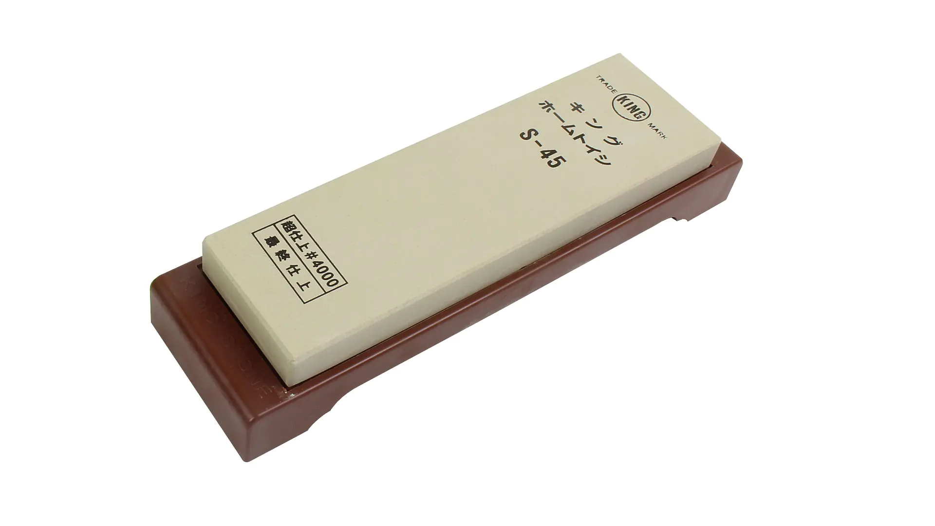 Pietra ad acqua giapponese da lappatura 4000 misure 176x52x15mm KING fissato su supporto per pietra