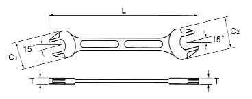 Thin Double Open End Spanner 19 x 21 mm ASAHI Thin Double Open End Spanner 19 x 21 mm ASAHI