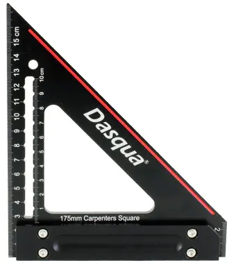 Squadra da falegname con angolo e battuta, 175 mm ❘ BLACK-RED Plus ❘ DASQUA