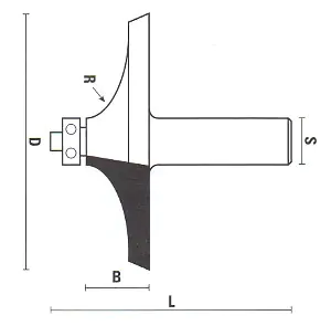 Fresa per corrimani con cuscinetto a sfera TCT D=69mm B=16mm L=64mm R=43mm  S=12mm KLEIN