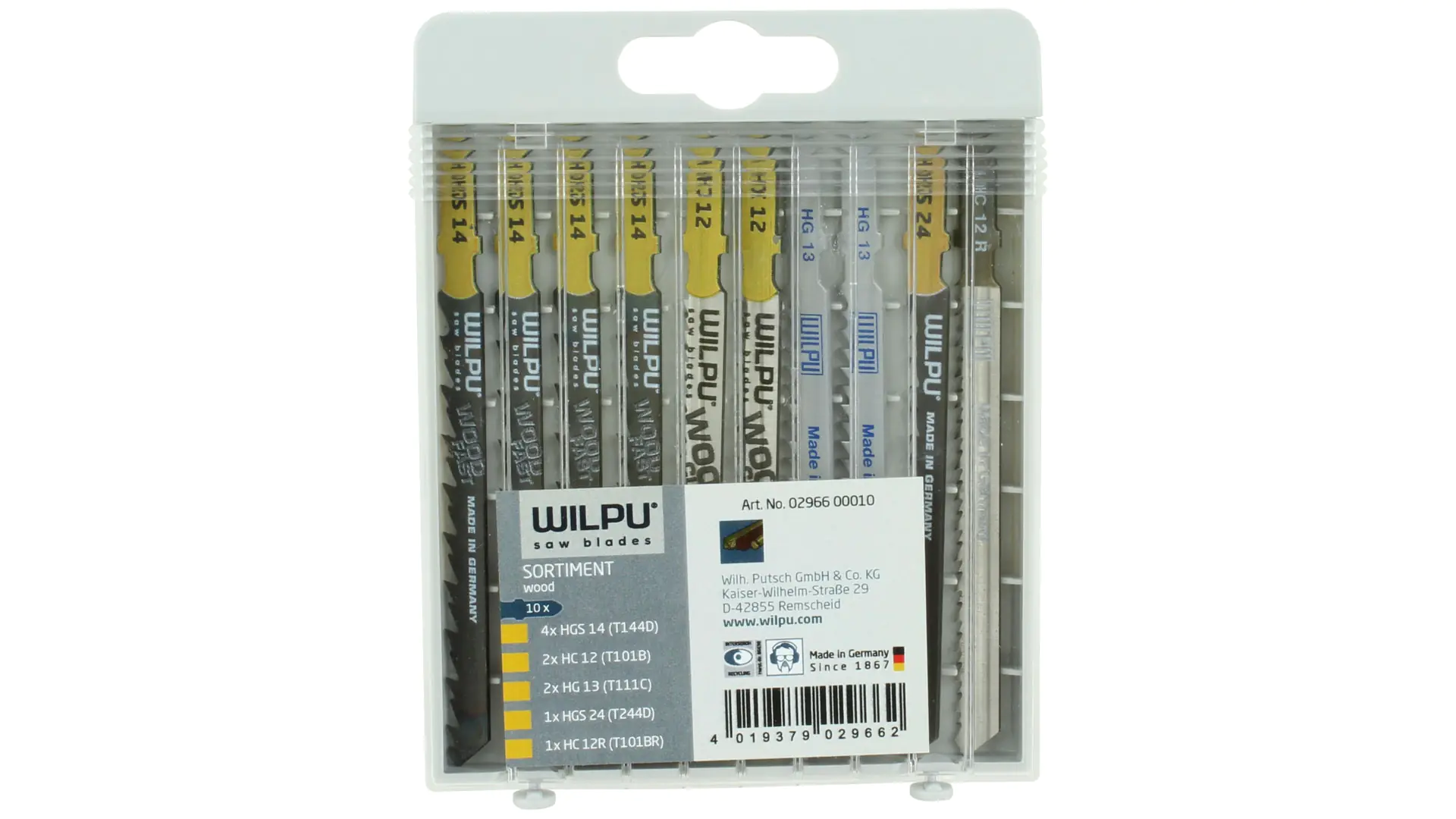 Assortimento di 10 lame per sega a coda per legno e plastica WILPU