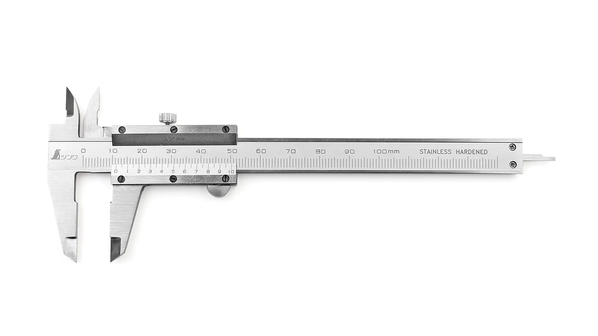 Calibro a nonio tascabile 100 mm con vite di bloccaggio SHINWA