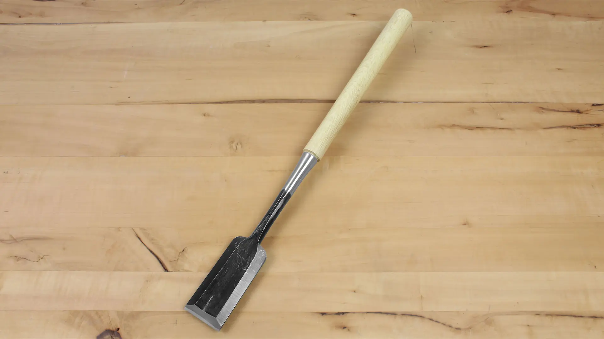 Sashi Nomi - Scalpello giapponese da carpentiere lama 54 mm lunghezza totale 575 mm - con manico in quercia bianca