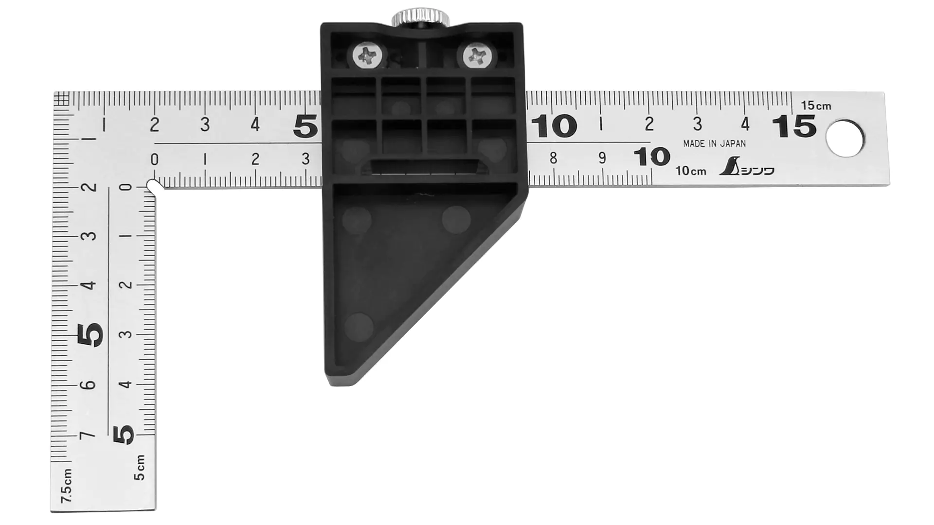 Squadra giapponese da carpentiere in miniatura 15 cm cross section 20 x 2 mm con stopper SHINWA Squadra giapponese da carpentiere in miniatura 15 cm cross section 20 x 2 mm con stopper SHINWA