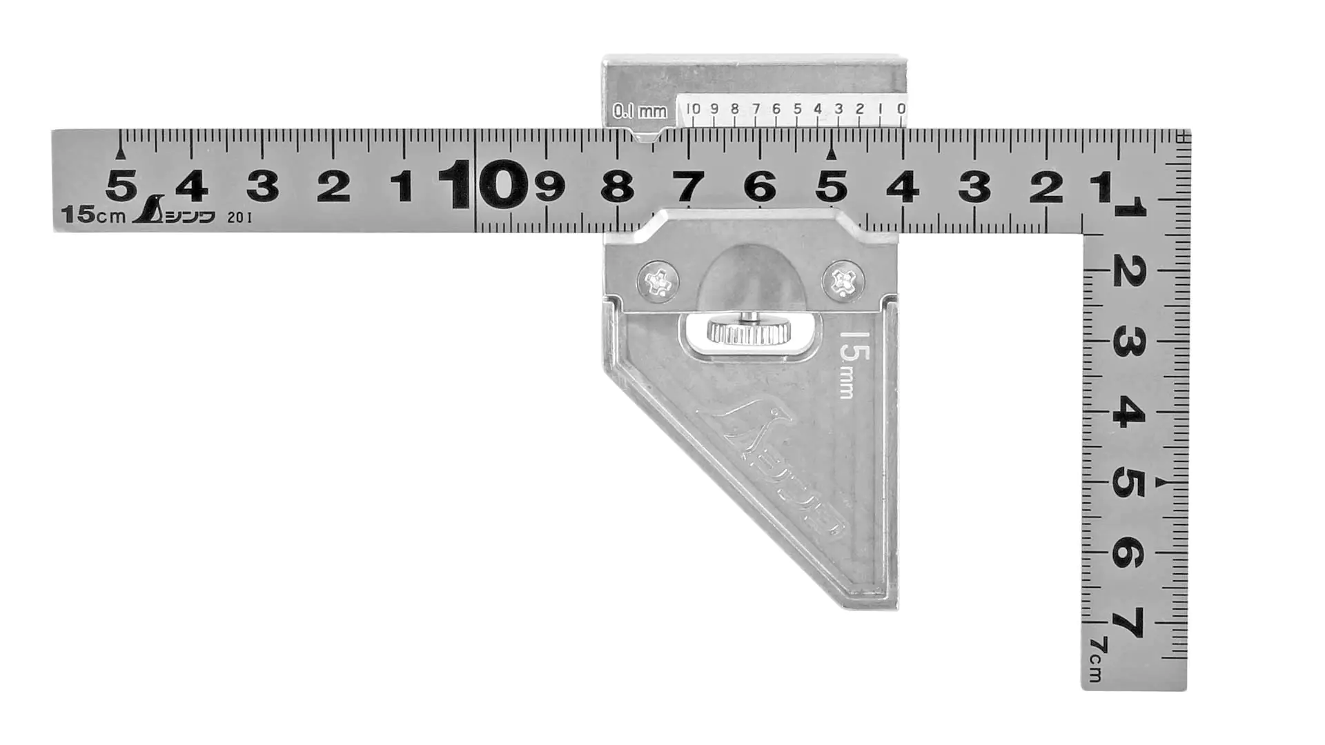 Squadra giapponese da carpentiere in miniatura 15 cm cross section 15 x 1 mm con fermo metallico SHINWA Squadra giapponese da carpentiere in miniatura 15 cm cross section 15 x 1 mm con fermo metallico SHINWA