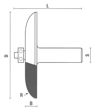 Frese con profilo orizzontale per antine con cuscinetto a sfera TCT D=86mm B=13mm L=61mm R=40mm S=12mm MAX RPM 16000/min KLEIN Frese con profilo orizzontale per antine con cuscinetto a sfera TCT D=86mm B=13mm L=61mm R=40mm S=12mm MAX RPM 16000/min KLEIN