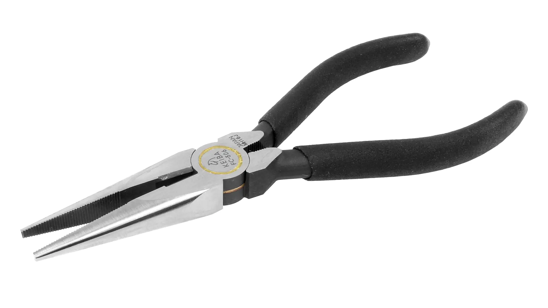 Pinza a becchi piatti tondi lucidati con manico rivestito di plastica lunghezza totale 163 mm High Grade Series KEIBA