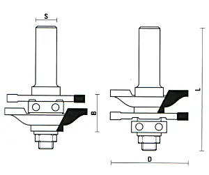 Frese componibili per incastri profilati maschio femmina (2) con cuscinetto a sfera TCT D=46mm B=22mm L=70mm S=8mm KLEIN