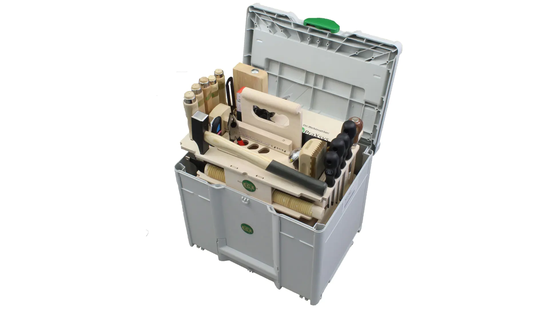"Top-tainer", comprende il supporto in legno, il set di 29 utensili e la scatola "Systainer" T-Loc ECE