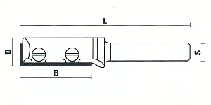 Fresa a taglienti dritti per canali con coltello reversibile D=12mm B=29.5mm L=66mm S=8mm KLEIN