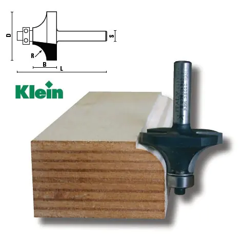 Fresa a raggio concavo con cuscinetto a sfera TCT D=19.1mm B=9.5mm L=59mm R=3.2mm S=12mm KLEIN Fresa a raggio concavo con cuscinetto a sfera TCT D=19.1mm B=9.5mm L=59mm R=3.2mm S=12mm KLEIN