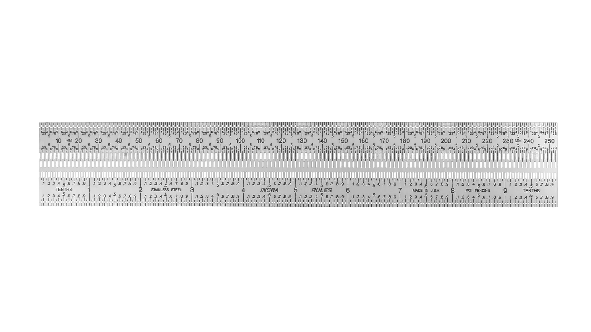 Riga da marcatura  10 inch decimal/250 mm - graduazione in pollici decimal e mm INCRA