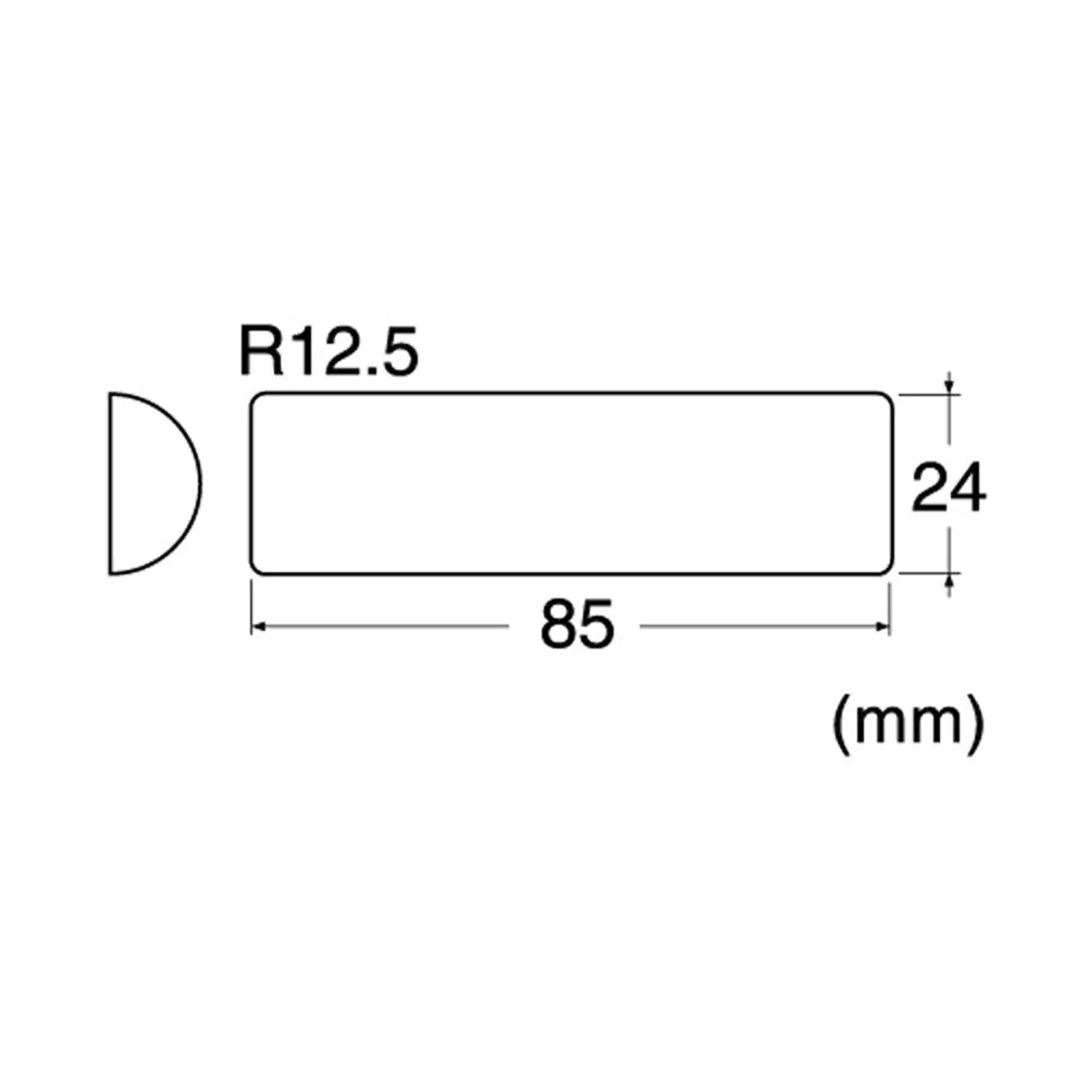Piastra di levigatura di ricambio tonda rettangolare 85 x 24 mm raggio 12.5 mm
