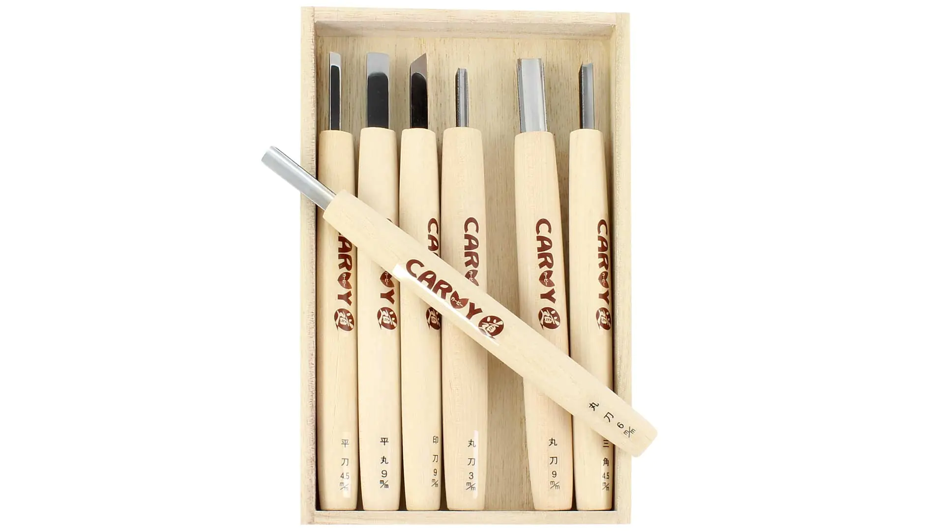 CARVY Set di 7 sgorbie giapponesi lunghezza maniglia 145 mm lunghezza totale 175 mm