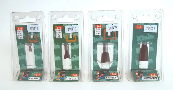 Set di 4 frese a coda di rondine  8mm/9° - 12.7mm/14° - 16mm/7° - 19mm/7° (360471/360473/360475/360477) KLEIN Set di 4 frese a coda di rondine  8mm/9° - 12.7mm/14° - 16mm/7° - 19mm/7° (360471/360473/360475/360477) KLEIN