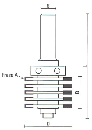 Fresa componibile per giunzioni a dente con cuscinetto a sfera TCT D=47.6mm B=36mm L=96mm Z=3 E=10 S=12mm KLEIN