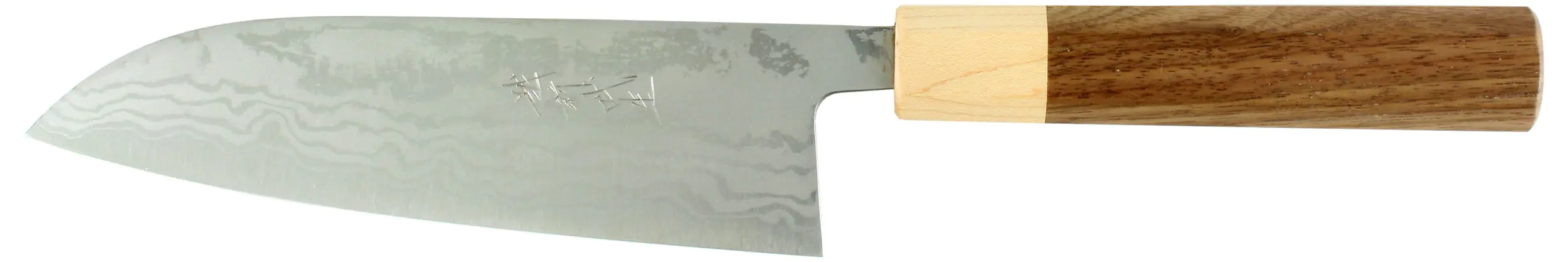 Aogami Damascus Santoku Coltello multiuso con manico in noce Shiro Kamo
