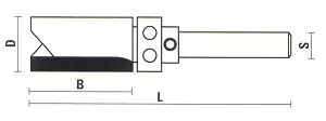 Fresa a taglienti con cuscinetto superiore TCT D=16mm B=32mm L=69mm  S=8mm KLEIN