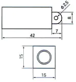 Bolla rettangolare con occhiello 42x15x15 mm Bolla rettangolare con occhiello 42x15x15 mm
