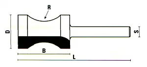 Fresa sagomata TCT D=20.2mm B=32mm L=62.6mm R=18mm S=8mm KLEIN
