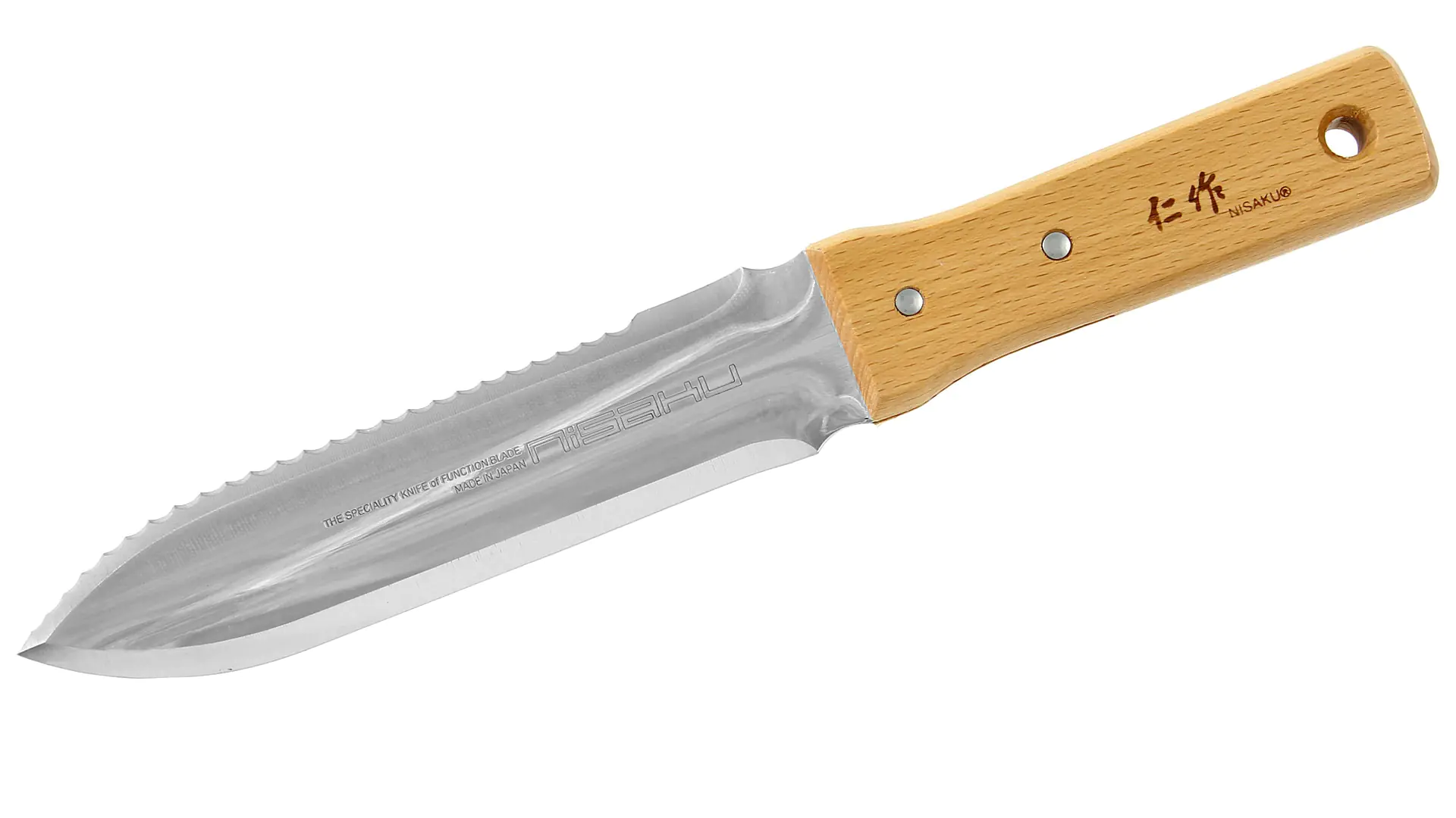 Coltello da piantare e scavare (Hori Hori) inossidabile con manico in legno