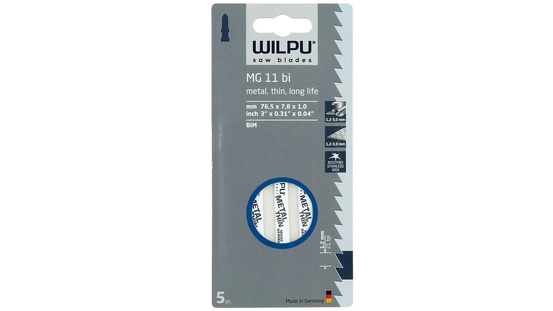 Set di 5 lame per sega a coda MG 11 bi WILPU